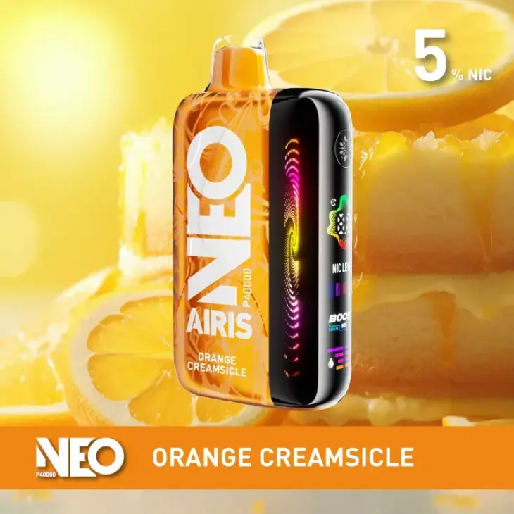 Orange Creamsicle Neo P40000 disposable vape, 5% nicotine, portable design