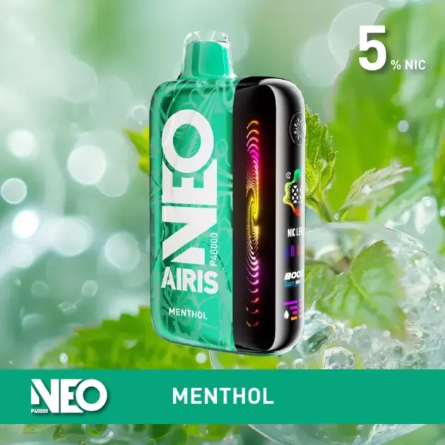 Menthol Neo P40000 disposable vape, 5% nicotine, portable design