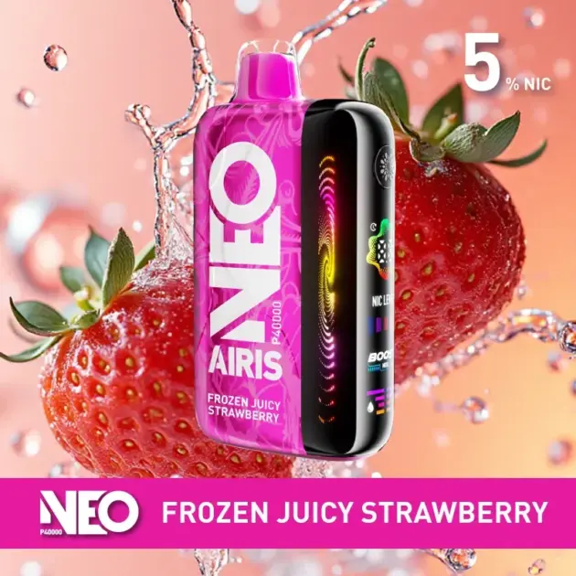 Frozen Juicy Strawberry Neo P40000 disposable vape, 5% nicotine, portable design