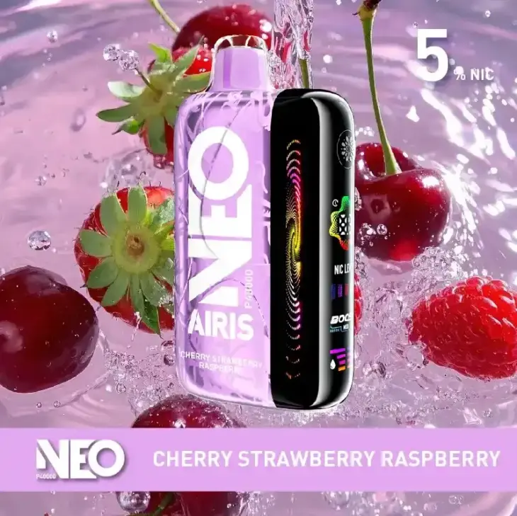 Best Cherry Strawberry Raspberry Neo P40000 disposable vape, 5% nicotine, portable design