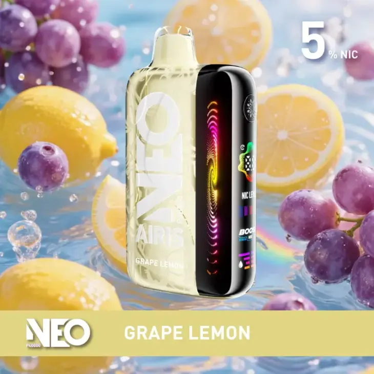 Grape Lemon Neo P40000 disposable vape, 5% nicotine, portable design