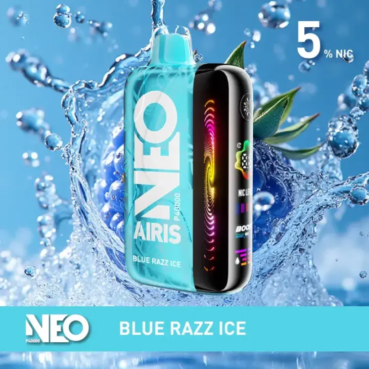 Blue Razz Ice Neo P40000 disposable vape, 5% nicotine, portable design