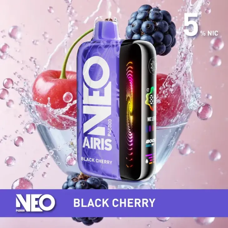 Black Cherry Neo P40000 disposable vape, 5% nicotine, portable design