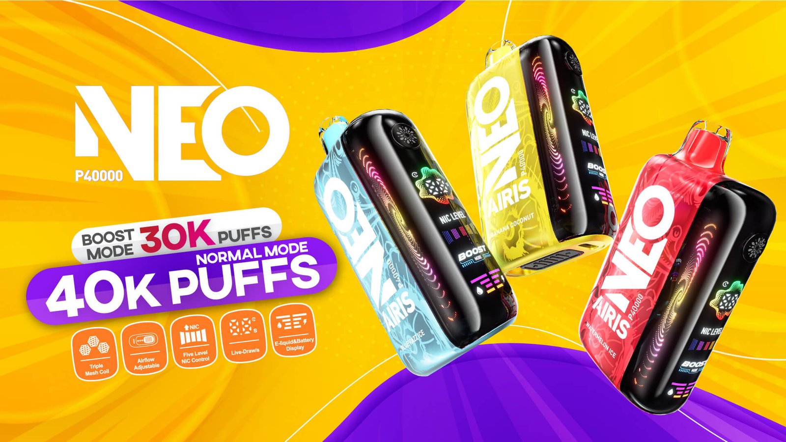 Aleroxy Store | Aleroxy - NEO 40000 Puffs Disposable Vape with Adjustable Nicotine Aleroxy Store | Aleroxy - NEO 40000 Puffs Disposable Vape with Adjustable Nicotine